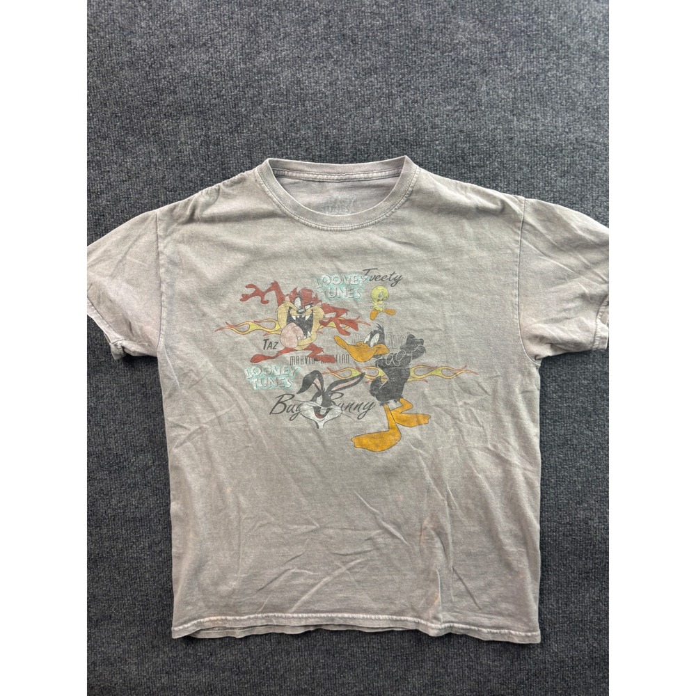 Looney Tunes Graphic T-Shirt Unisex Small/Medium Gray Bugs Bunny Daffy Taz Tee